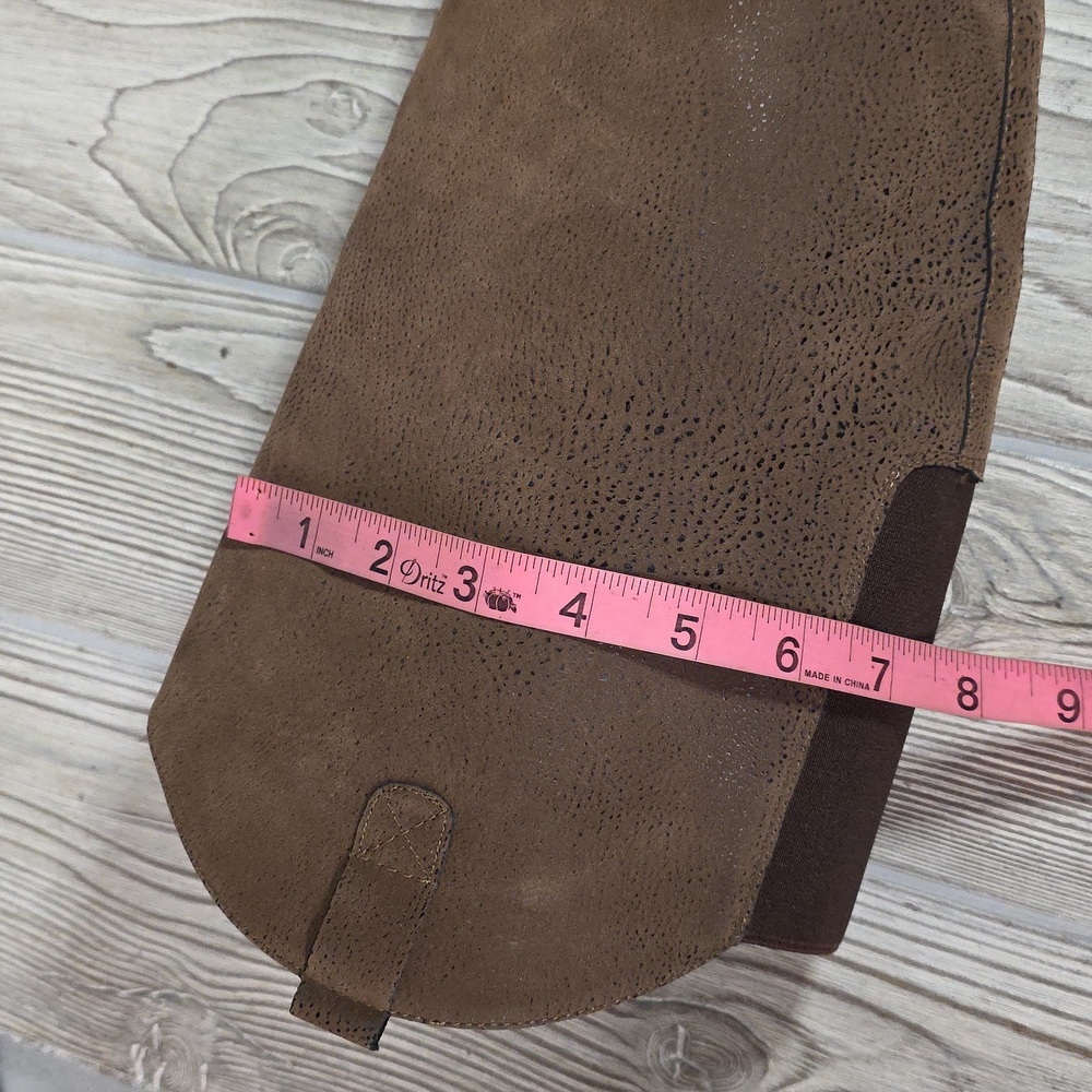Crown Vintage Tan Suede Knee-High Heeled Boots - Picture 13 of 14